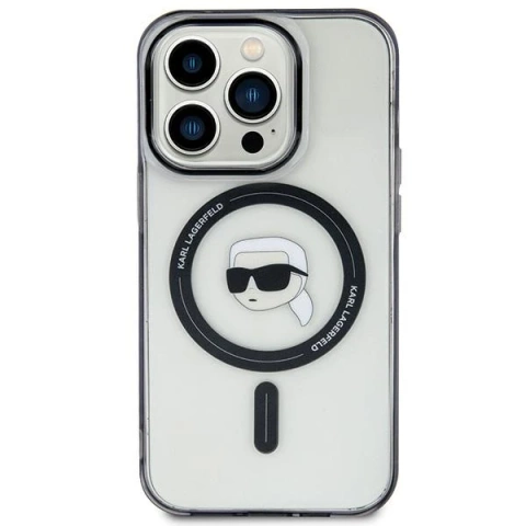 Etui Karl Lagerfeld KLHMP15SHKHNOTK für iPhone 15 6,1" transparentes Hardcase IML Karl`s Head MagSafe